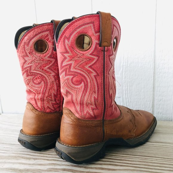 Durango Pink and Brown Heeled Boots - Picture 3 of 11